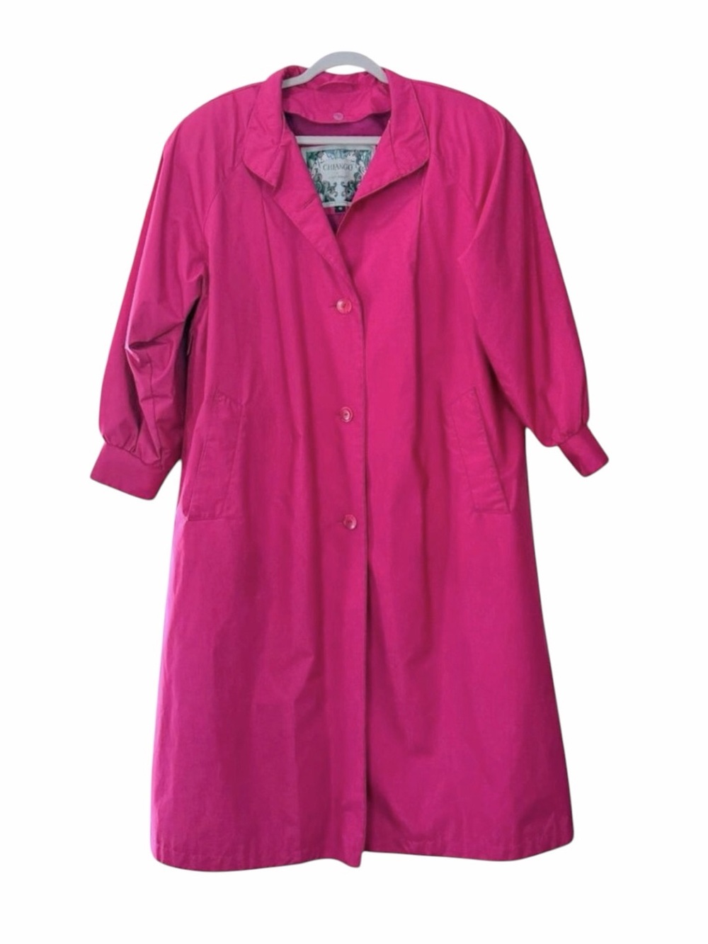 Fleet Street VTG Bright Pink Trench Raincoat Women's 10 Removable Liner Chiango